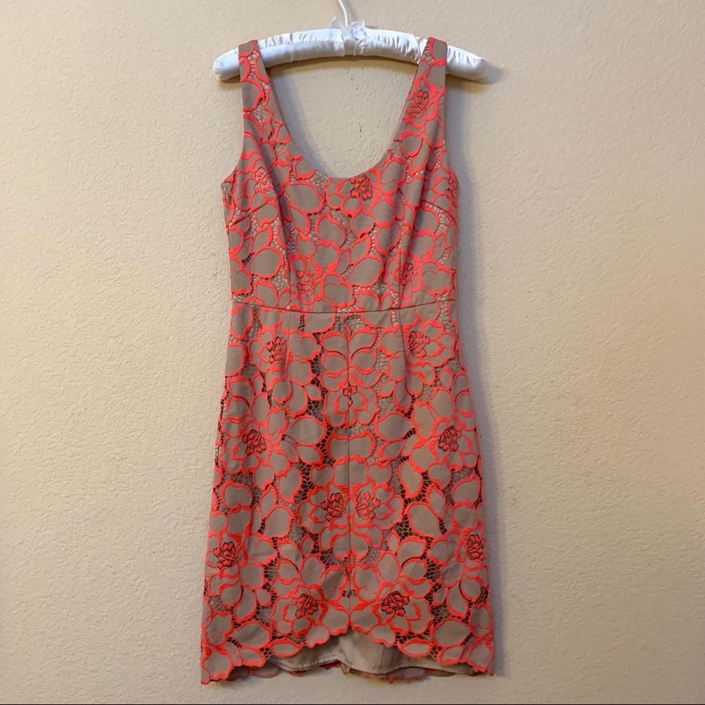 Trina Turk Pink Tan Floral lace Sleeveless Dress - Picture 5 of 14